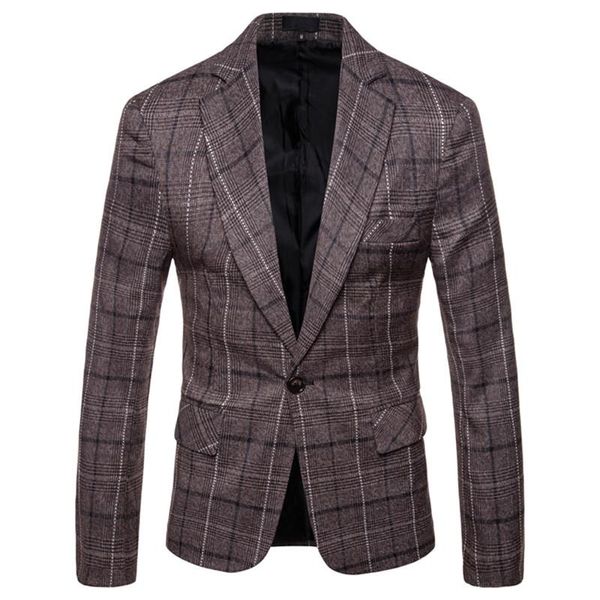 Ternos masculinos Blazers Style Spring Men Plaid British Impred Wedding Business Casual Blazer Suit Jaqueta Masculino formal Plus Tamanho 4xl