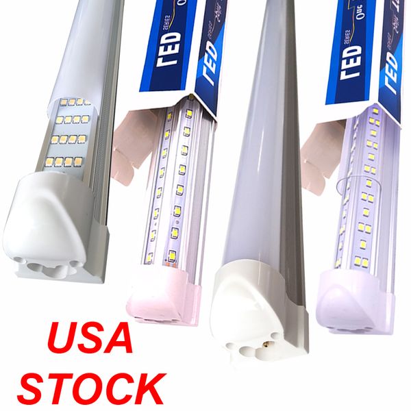 ABD'de stok 2ft 3ft 4ft 5ft 6ft 8ft V-şekilli T8 LED Tüpler Işıklar Entegre LED'ler Işık Tüp AC 85-265V Soğutucu Kapı Dükkanı Lambalar Crestech168
