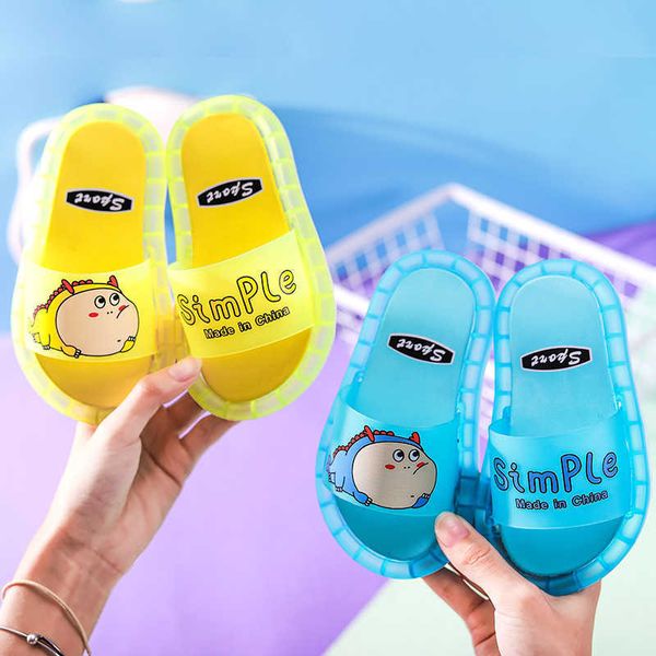 Slipper meninos meninas chinelos de animais estampas sandálias iluminadas moda fofas sapatos casa banheiro plana plana não deslizamento calçados de sandália 0203