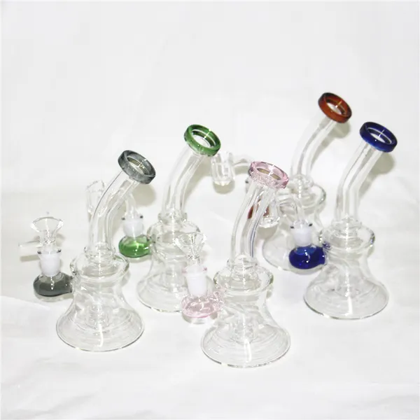 Einzigartige lila berauschende Glasbongs mit Mundstück, Mini-Wasserpfeifen, Duschkopf, Perc-Perkolatoren, Öl-Dab-Rigs mit 14-mm-Kopf