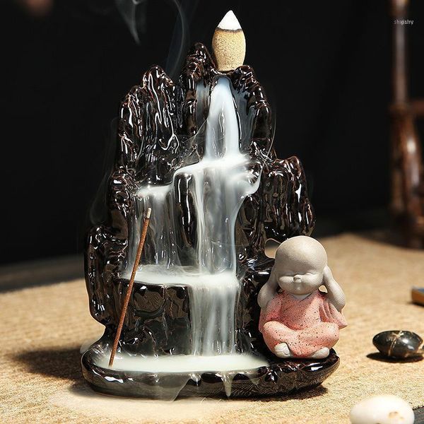 Аромат лампы керамика маленький монаш дым водопад с горелкой ладан wierook waterval горы лотос держатель палочки офис.