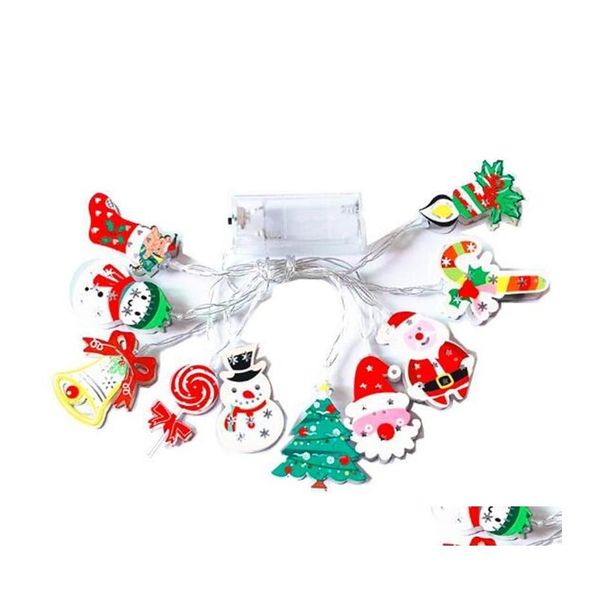 Strings LED Snowman Snow String String Tree Socks Decora￧￣o USB e Luzes de tira de bateria Drop Drop Lighting Holiday Dhrml