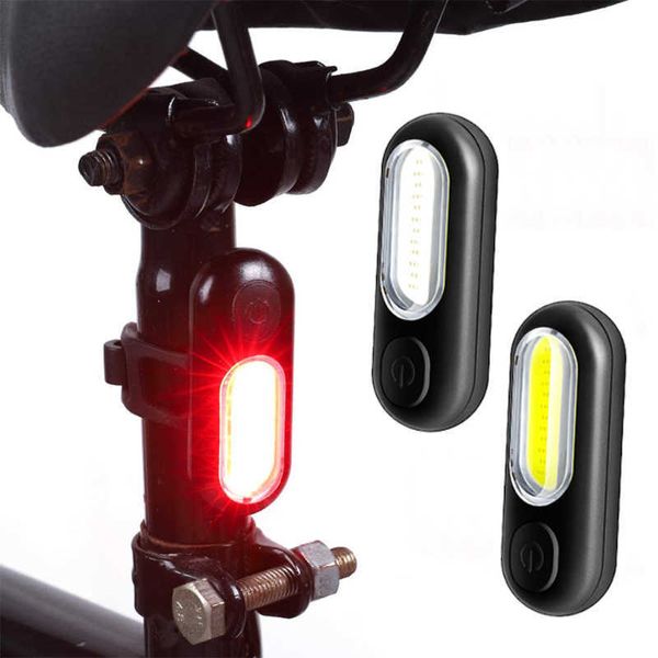 S Bicicleta USB Recarregável Lâmpada da montanha Aviso Red Branco Flash Double Flash Tail Light Acessórios 0202