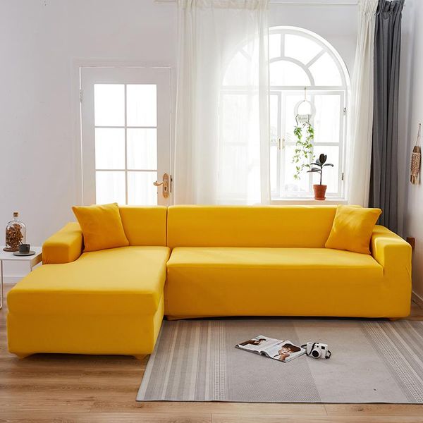 Fodere per sedie Copridivano Divano giallo Elastico per soggiorno Animali domestici Angolo Chaise longue a forma di L Fodera 1PCChair