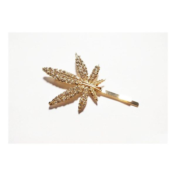 Клипы для волос Barrettes Europe Модные ювелирные украшения Rhinstone Maple Leaf Leaf Barrette Hair Clip Bobby PIN