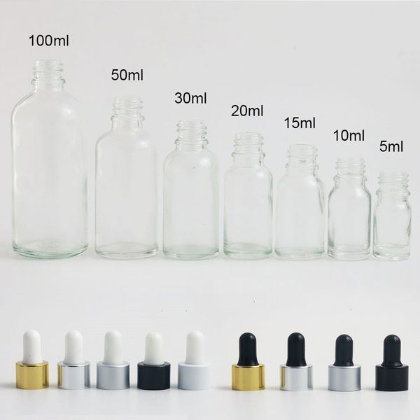 100 Stück Flasche 18 mm 18/410 Aluminium Schraubverschluss schwarze Glühbirne Glaspipette für 5 ml-100 ml Ölflasche
