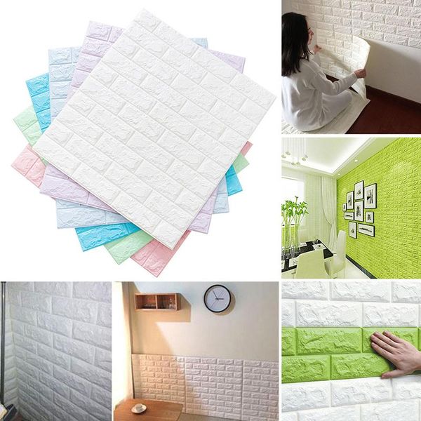 Papéis de parede 77 70cm 3d Brick Parede Auto-adesivo PVC Painel de espuma Painel de parede papel de parede de papel à prova d'água para adesivos de decoração de casa de cozinha adesivos