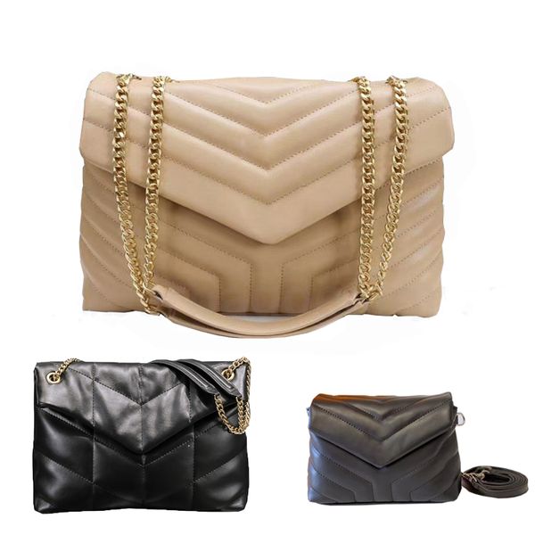 2023 7A Real Designer LOULOU Puffer Bag Corrente de ombro crossbody bolsas clutch bolsas couro de bezerro genuíno forro de gorgorão bolsas de mensagem qualidade autêntica