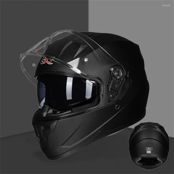 Capacetes de motocicleta gxt fosco preto face full face masculino mulheres profissionais motocross corridas casque inverno de alta qualidade lente dupla casco