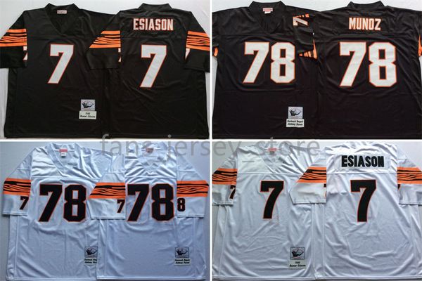 Camisas de futebol vintage camisas de futebol 78 Anthony Munoz 7 Boomer Esiason Ed camisas masculinas pretas