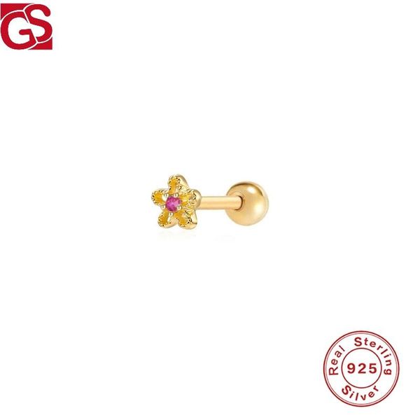 Stud Küpe GS 925 STERLING Gümüş Boucle Oreille Femme 2023 Daisy şeklindeki Piercing Kadınlar için Tek Küpe