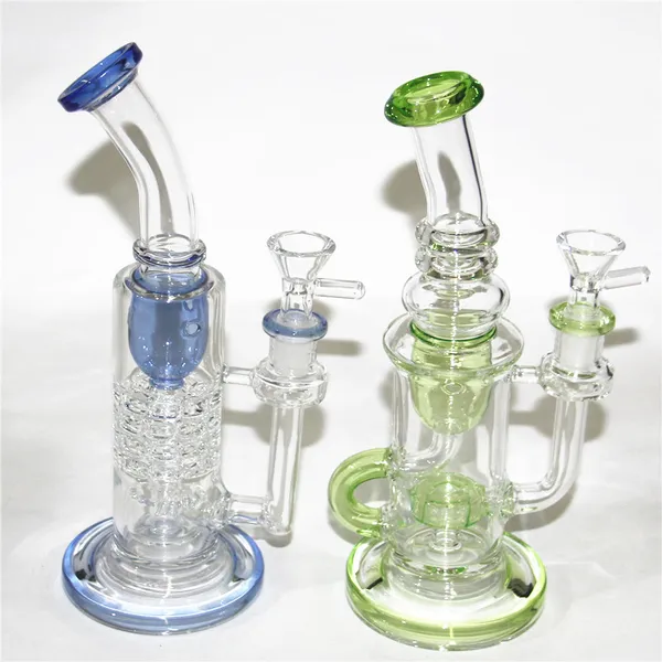 Wasserpfeifen Glasbong Klarwasserpfeife Recycler Dab Rig Bohrinseln 14,5 mm Joint Bongs Wasserpfeifen Perkolator