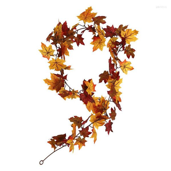 Flores decorativas 175 cm de videira artificial Decoração de outono folhas guirlanda folhagem falsa corda de ação de graças do halloween jardim