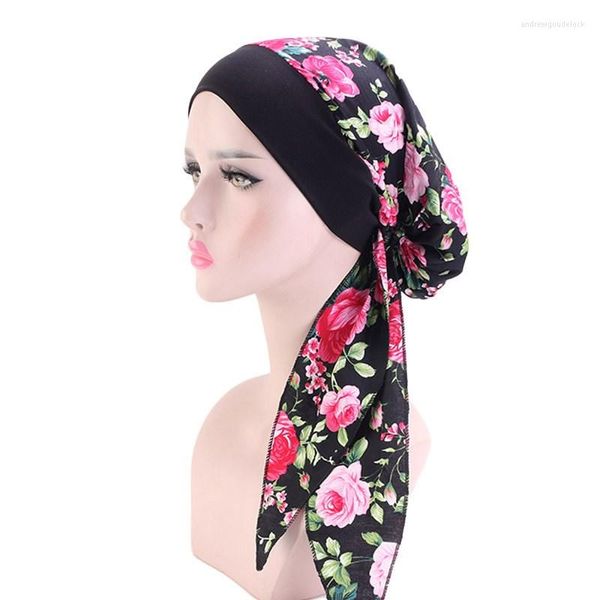 Schals 2023 Mode Gedruckt Blumen Frauen Innere Hijabs Kappe Muslimischen Kopf Schal Turban Motorhaube Bereit, Damen Wrap Unter Hijab kappen