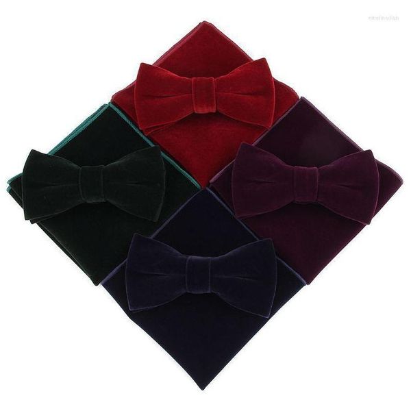 Arco la￧os sitonjwly mens veet len￧o de arco -bowtie Conjunto para homens de banquetes de banquetes Butterfly Butterfly Pocket Square Towel Logobow Dhfq1