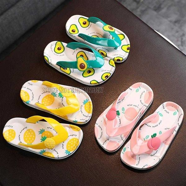 Terlik karikatür meyve desen flip flop çocuklar yaz yeni terlik kızlar kız plaj ayakkabıları seyahat çocukları hafif portatif sandal