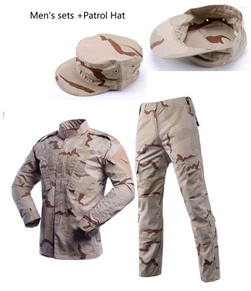 Tute da uomo Completi da uomo 3 colori Desert Camouflage Uiforms militari ACU con cappello