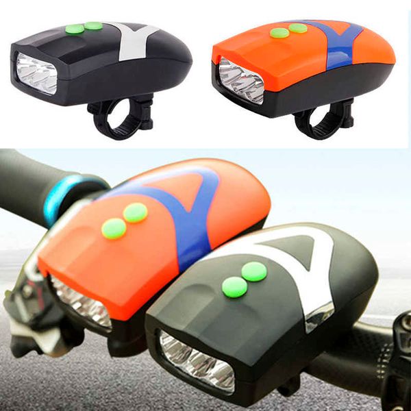 Luci 3 LED Luce per bicicletta con clacson Lampada frontale ricaricabile USB Torcia per bicicletta Lanterna Campanello per bici Allarme Accessori MTB 0202