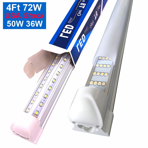 LED Mağaza Işığı 100W 144W Tüp 6500K 8ft Entegre fikstür v Şeke T8 Işıklar Clear Cove Buluşma Çıkış Çıkış Şerit Lights Ampul Garaj Depo Bodrum Bodrum