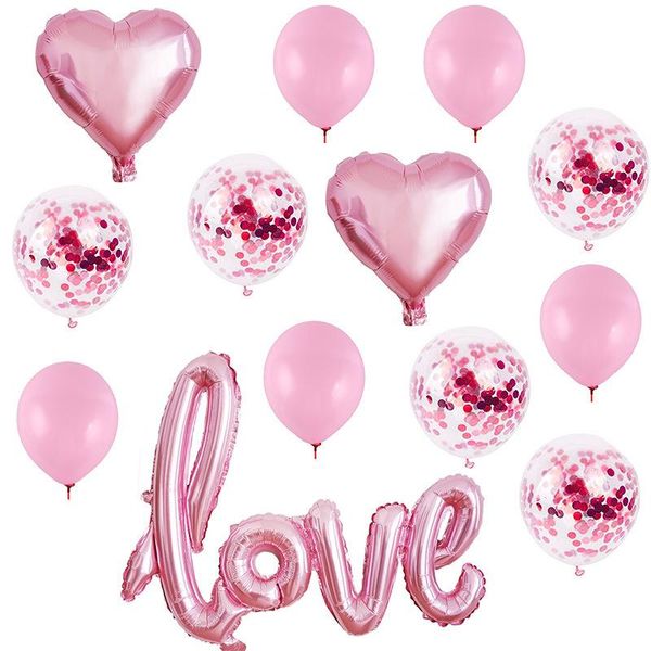 Decoração de festa Inch Letter Love Confession Balloon Confetti Aluminium Film Day's Day's Wedding Legalment Room DecorationParty