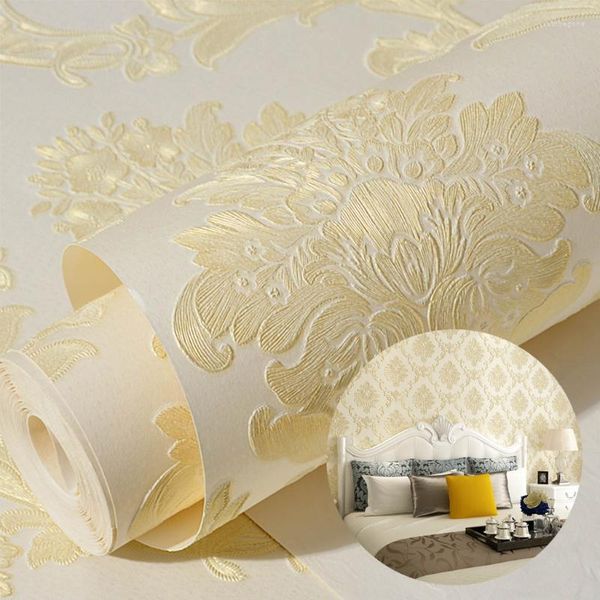 Papéis de parede papel de parede de estilo europeu 1 metro 3d flores em relevo grande mural de parede moderna sala de estar quarto de decoração de decoração de casa adesivos