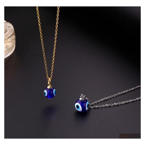 Collane con ciondolo Collana con ciondoli blu malocchio per donna Acciaio inossidabile Oro Occhi turchi Pendenti Gioielli Regalo Bijoux Drop Deliver Ot48G