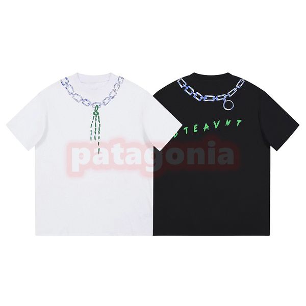 Мужская женская модная футболка High Street Digital Iron Chain Printing Tees Пары с коротким рукавом Летние топы Размер XS-L