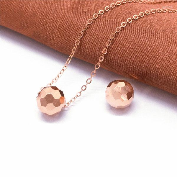 Ketten 585 Lila Gold Geometrische Kugel Anhänger Halskette Vergoldet 14 Karat Rose Klassischer Charme Eleganter Damenschmuck Für Freundin Geschenk