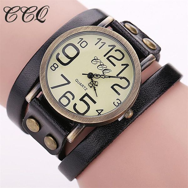 Armbanduhren Mode Frauen Echte Vintage Leder Armband Uhr Casual Weibliche Quarzuhr CCQ Marke Drop