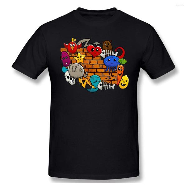 Herren-T-Shirts, Graffiti-Cartoon, flache Farbe, Geschenk, Grafik, cooles Kurzarm-T-Shirt-Oberteil