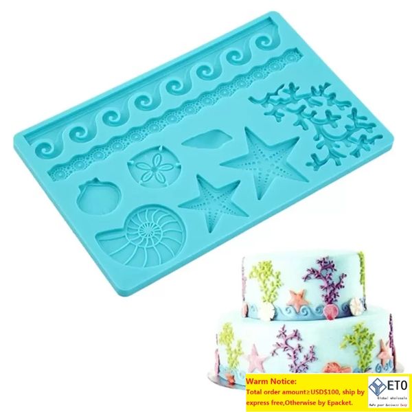 Stampo per biscotti in silicone Sea World Conchiglia di lumaca Stampi per conchiglie di stelle marine Simpatici stampi per conchiglie romantiche rosa Miglior partner per torte a tema marino