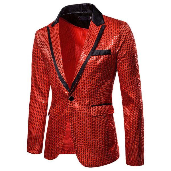 Ternos masculinos Blazers lantejoulas de casaco de festas charme jaqueta de performance casual um botão ajuste a manga longa tampas de toupeiras 230202