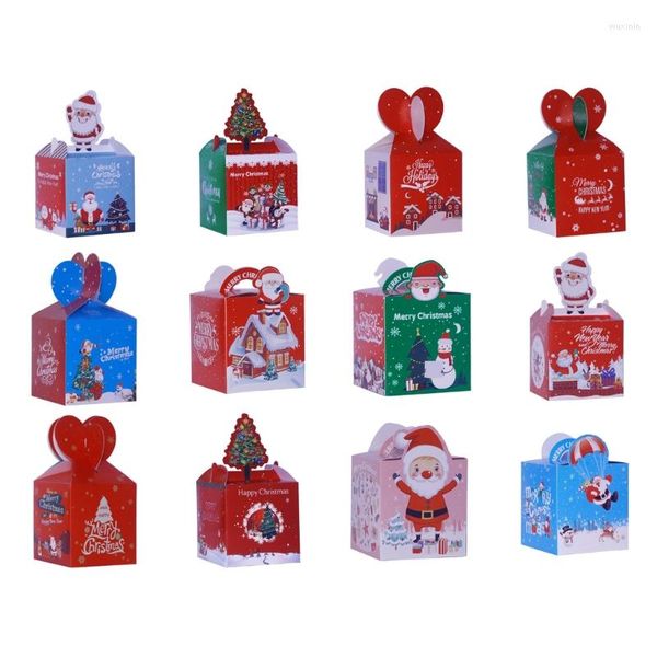 Decorazioni natalizie 10 pezzi Scatole regalo per biscotti Ciambella Cupcake Caramelle Scatola per confezioni Carta bomboniera