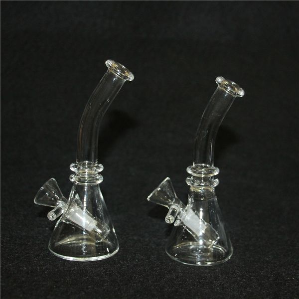 Narguilés de 4 polegadas Mini Triângulo Bong de vidro Cachimbos de água com 10mm Fêmea Pequeno Copo de Pirex Grosso Bong de Viagem Reciclador Dab Rig para Fumar