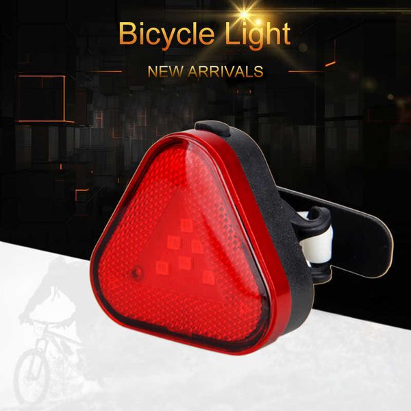 s Triangle Bike Warning Fanale posteriore Sicurezza USB Ricaricabile Ciclismo Luce flash rossa Lampada posteriore per bicicletta con batteria integrata 0202