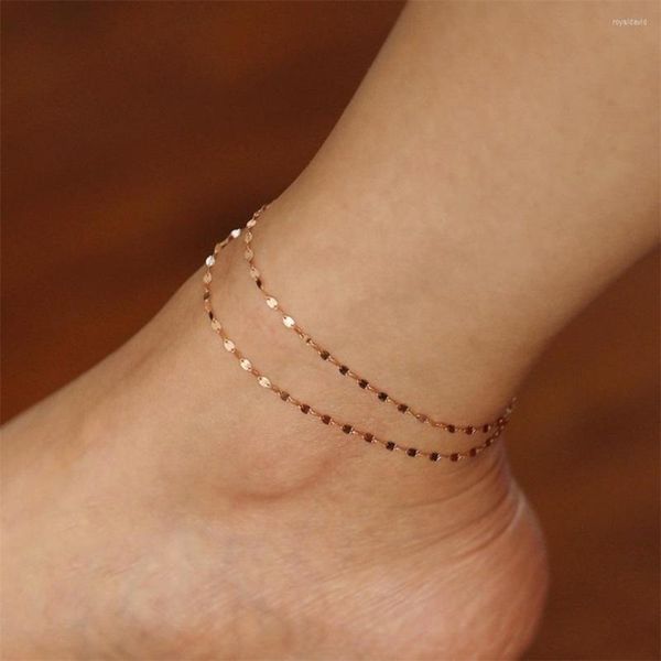 Fußkettchen Visunion Edelstahl Fischlippen Kette Fußkettchen Für Frauen Sommer Strand Fußschmuck Am Bein Minimalistisch Weiblich