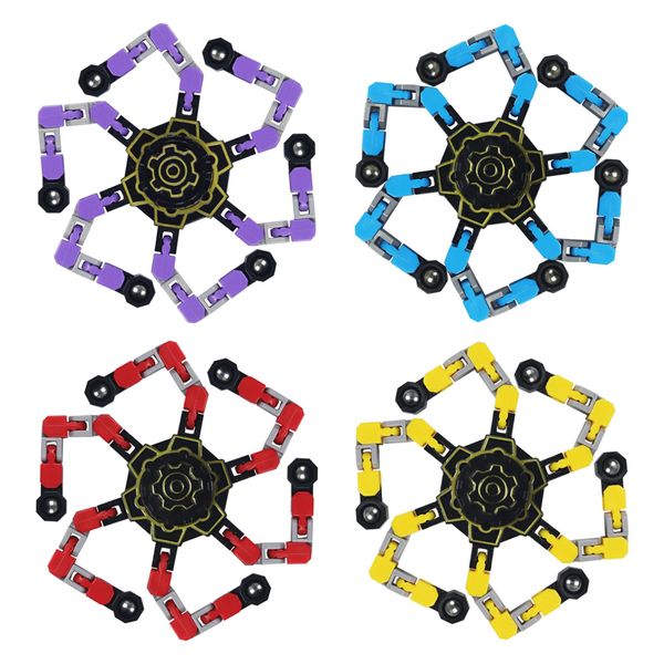 Meccanico Fidget Spinner Chain Transform Finger Toy Hand Spinners Punta delle dita Giroscopio Trottola Alleviare lo stress Giocattoli di decompressione Sollievo dall'ansia