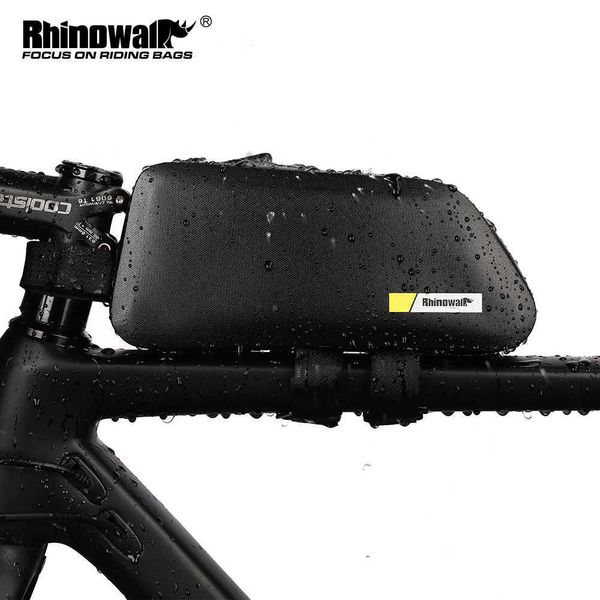 Paniers Bags Rhinowalk Top Tube Bag1.3l Bolsa traseira Ciclo à prova d'água Mtb Frame Bicycle Pannier Black Bike Acessórios 0201