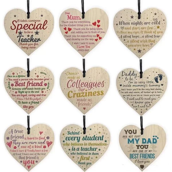 Noel Dekorasyonları 9 Stil Ahşap Asma Kalp Plak Sevimli Sevgililer Günü Hediye Tabelası Düğün Parti Dekorasyonları Ağaç Süsleme Kolye Yeni FY5512