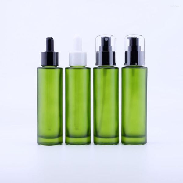 Bottiglie di stoccaggio 100PCS 80Ml Flacone contagocce in vetro spesso verde Botella Cristal Contenitore per imballaggio cosmetico vuoto Fiale Olio essenziale