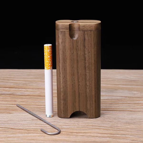 Pipa in legno di noce One Hitter Kit per pipa da fumo con fumo di scavo Alluminio OneHitter Bat Dry Herb Tabacco Scatola Portasigarette Tubo Custodia in legno portatile