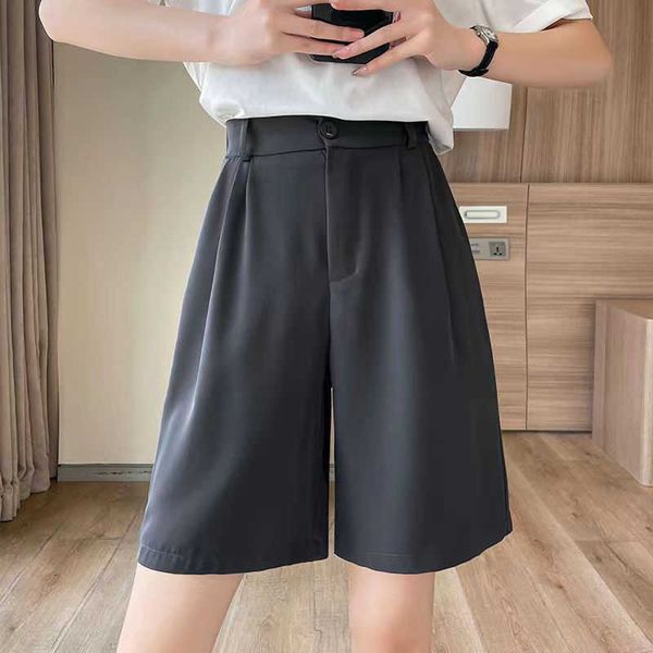 Frauen Shorts Xpqbb Sommer 2022 Casual Lose Breite Bein mit Gürtel Frau Büro Koreanische Taschen Knielange Kurze Hosen Y2302