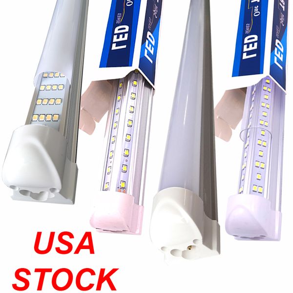 Stock negli Stati Uniti a forma di V 4ft 5ft 6ft 8ft Led Tubes T8 Cooler Lights Integrated Double Sides SMD2835 96 Inch Door Shop Freezer Lamp AC 852-65V Crestech168