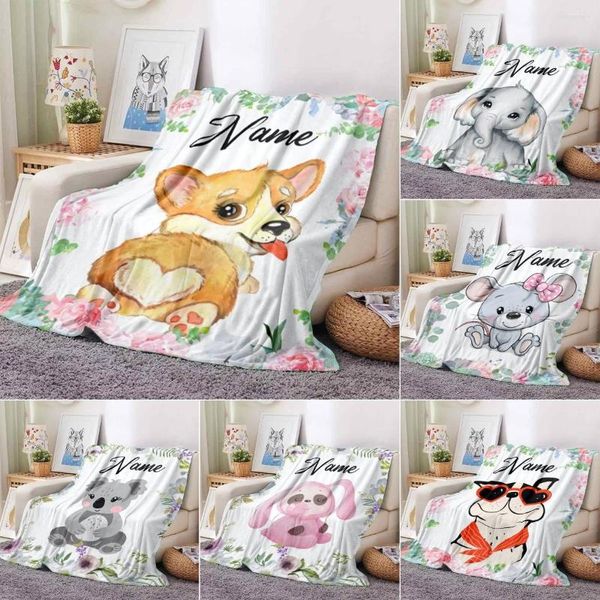 Coperte Nome coperta personalizzato per bambini Girl Boy Flanel Fleece Throw Family Family Friends Gifts