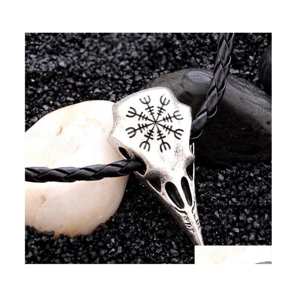 Collane con ciondolo Bella collana per le donne Europa Totem Compass Rune Plunder Skl Punk Leather Fashion Men Drop Delivery Jewelry Pend Dhjuf