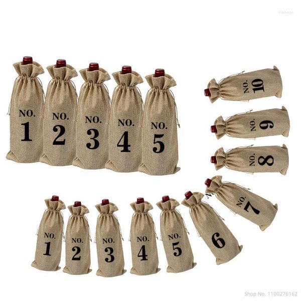 Подарочная упаковка натуральная джут -винная сумка с мешками для слепого дегустации шнурки для бутылки для бутылки свадьба