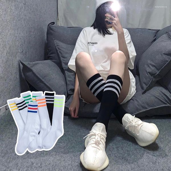 Frauen Socken Student Männer/Frauen 3 Drei Streifen Baumwolle Retro Old School Hiphop Skate Lange Kurze Meias Harajuku weiß Schwarz Gestreifte Socke