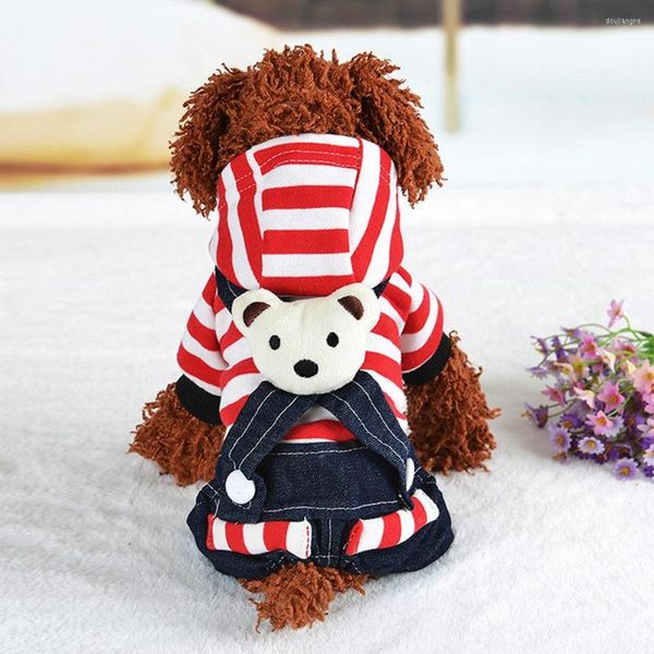 Vestido de roupa de vestuário de vestuário de cachorro urso capuz de capuz nas costas traving traving macacão de macacão agradável moda quente à prova de vento engraçada