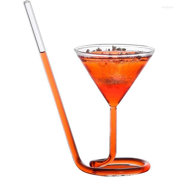 Bicchieri da vino Bicchieri di vetro Cannuccia da cocktail con calice a spirale Martini per cocktail Creativeclear Red Decanter incorporato