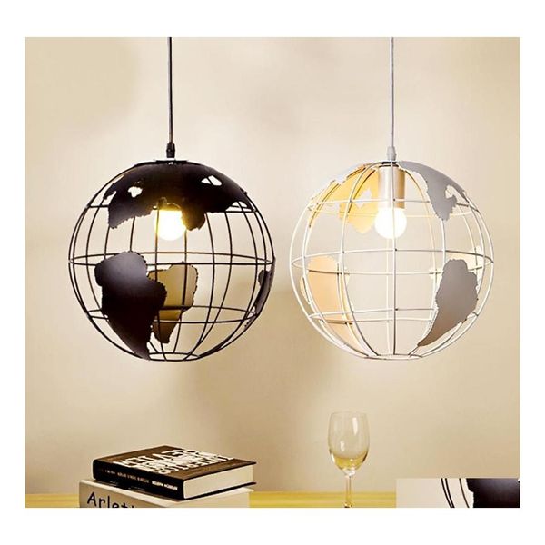 L￢mpadas pendentes de lustres modernos Globe Lights Black/White Color para barra/restaurante Casculose de teto de esfera oca Drop entrega Lighti dhc2j